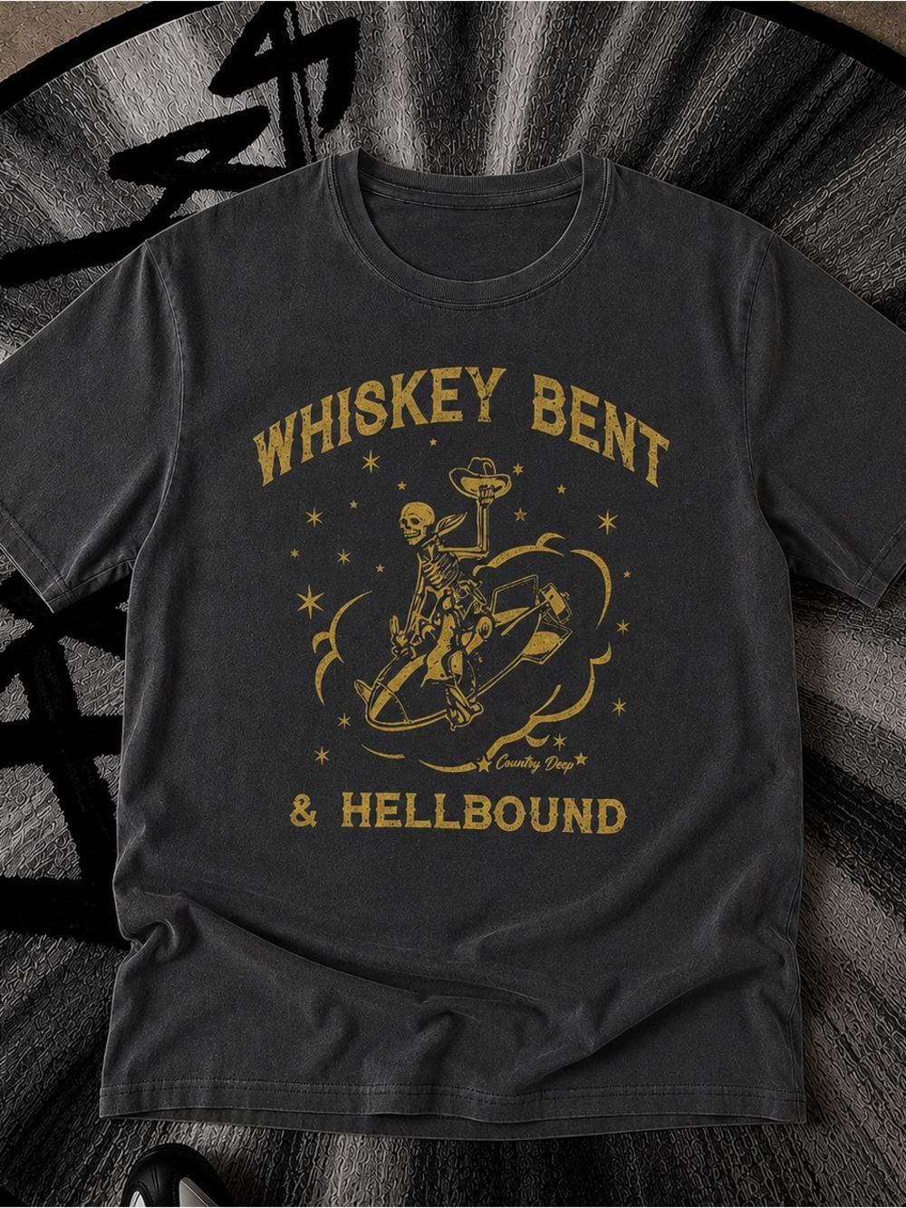 Bent Hellbound Shirt, Retro Western Skeleton Graphic Tee, Country Unisex
